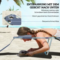 Outsunny Gartenliege, Liegestuhl mit gepolsterter Gesichtsöffnung, Massage-Liege für draußen, Seitentasche, Stoff, Metall, Grau(m-5)