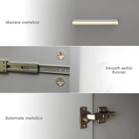 HOMCOM Comodă Modernă cu 3 Dulapuri și 2 Sertare din Lemn Gri Deschis(m-6)