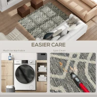 HOMCOM UV Resistant Indoor & Outdoor Area Rug, Easy-Cleaning Machine Washable Rug with Geometric Pattern for Patio, Garden, Kitchen, Bathroom or Living Room, 170 x 120 cm, Grey(m-6)