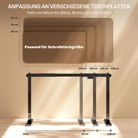 HOMCOM Elektrisches Schreibtischgestell, höhenverstellbar, mit Speicherfunktion, Stahl, Schwarz(m-8)