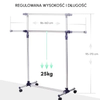 HOMCOM STOJAK WIESZAK NA UBRANIA NA KÓŁKACH(m-4)