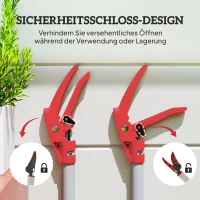 Outsunny 1,2 m Baumschere, Astscheren zum Schneiden, Gartenschneider mit Aluminiumgriff, Langstielige Gartenschere, Rot(m-6)