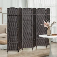 HOMCOM Biombo de 6 Painéis Separador de Ambientes Dobrável 240x1,6x170 cm para Sala de Estar Dormitório Escritório Marrom(m-2)