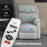 HOMCOM Power Lift Recliner Chair, Electric Lift Chair for Elderly, Overstuffed Linen Fabric Riser and Reclining Armchair with Remote Control, Side Pockets, for Living Room, Grey(m-4)