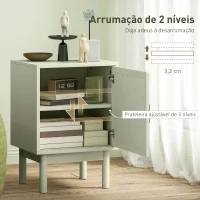 HOMCOM Mesa de Cabeceira com Porta de Vime Prateleira Ajustável e Pés de Madeira Estilo Boémio Mesa Auxiliar 40x35x58 cm Verde(m-6)