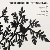 HOMCOM Wieszak ścienny, Montowany na ścianie haczyk na ubrania, Design drzewa z ptakami, Czarny(m-5)