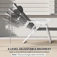 Outsunny Foldable Lounge Chair with 4-Level Adjustable Backrest & Headrest - Charcoal Grey(m-7)