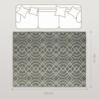 HOMCOM UV Resistant Indoor & Outdoor Area Rug, Easy-Cleaning Machine Washable Rug with Geometric Pattern for Patio, Garden, Kitchen, Bathroom or Living Room, 230 x 160 cm, Grey(m-3)