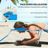 Outsunny Foldable Sun Lounger with Reading Hole - Blue(m-5)