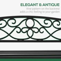 Outsunny 2-Seater Garden Bench Outdoor Bench with Inclined Backrest Slatted Seat Comfortable Armrests Steel Frame Cast Iron 128 x 58.5 x 85 cm Black(m-4)