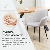 HOMCOM Zestaw Krzeseł do Jadalni, Komfortowe, 54x57x80 cm, Jasnoszary(m-4)