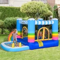 Outsunny Kids Bounce Castle Inflatable House with Trampoline Pool Climbing Wall with Inflator Carrybag, 2.8 x 1.7 x 1.55m(m-11)