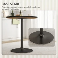 HOMCOM Table à manger ronde pour 2 à 4 personne Ø70 cm moderne avec plateau effet bois et base ronde, chêne(m-6)
