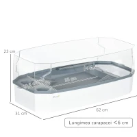 PawHut Kit terariu pentru tesoasa, Acvariu pentru testoasa cu platforma de incalzire, pompa de apa, vedere completa a habitatului reptilei,usor de curatat si schimbat apa, zona multi-functionala, alb(m-3)