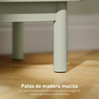 HOMCOM Mesilla de Noche con Puerta de Ratán Estante Ajustable y Patas de Madera Estilo Bohemio 40x35x58 cm Verde Claro(m-7)