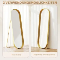 HOMCOM Ganzkörperspiegel mit Metallrahmen, 160 x 50 cm, goldfarbener Rahmen, für Wohnzimmer, Schlafzimmer(m-5)