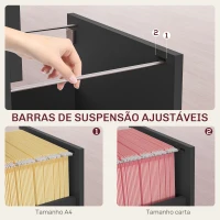 HOMCOM Bloco de Gavetas com 2 Gavetas Fechadura e Barras para Documentos A4 e Carta 40x41,5x67,5 cm Preto(m-5)