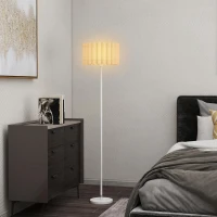 HOMCOM Lampa Podłogowa w Stylu Retro, Lampa Plastikowa, Włącznik Nożny, Stelaż Metalowy, Biała(m-2)