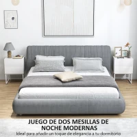 HOMCOM Pack de 2 Mesitas de Noche Estrechas con 2 Cajones Apertura por Presión y Patas de Acero 40x30x55 cm Blanco(m-4)
