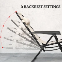 Outsunny Folding Zero Gravity Chairs, 3 Pieces Adjustable Sun Lounger and Table Set with Cup Holder and Headrest, Patio Bistro Set with Reclining Garden Chairs for Outdoor, Beige(m-4)