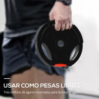 SPORTNOW Juego de Discos Pesas de 4 Piezas 2x5 kg 2x2,5 kg con Orificios de 2,5 cm para Entrenamiento Fitness en Hogar Negro(m-4)
