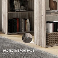 HOMCOM 120cm Computer Desk, Wooden PC Laptop Table with 6-Tier Storage Bookshelves, Home Office Working Study Desk, Writing Workstation, Grey(m-6)