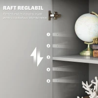 HOMCOM Comodă Modernă cu 3 Dulapuri și 2 Sertare din Lemn Gri Deschis(m-5)