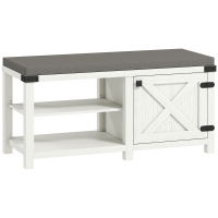 HOMCOM Banco Sapateira Rústico Organizador de Sapatos com Compartimentos para 7 Pares de Sapatos 100x40x48 cm Branco com Veios e Cinza