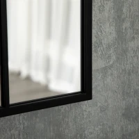 HOMCOM Lustro ściennie, Design Okno, Lustro Przedpokojowe, Metalowa Rama, 70x50 cm, Czarne(m-9)
