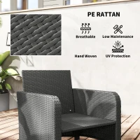 Outsunny Five Piece Rattan Garden Furniture Set with 2-Tier Coffee Table and Ottomans - Grey(m-6)