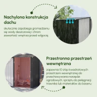 Outsunny szopa na narzędzia z dachem jednospadowym 1 x 1 m metal domek ogrodowy 0,92m² stal szara(m-4)