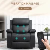 HOMCOM Massagestoel met 8 trillingskoppen, relaxfauteuil, verstelbare rugleuning en voetsteun, zwart(m-4)