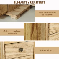 HOMCOM Joyero de Madera de 4 Niveles Joyero Mujer Organizador con 2 Cajones Espejo para Pendientes Anillos Collares Natural(m-6)