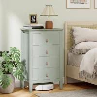 HOMCOM Bedroom Chest of Drawers, Modern 4 Drawer Dresser Cabinet with PU Leather Handles and Metal Runners for Living Room, Hallway, Entryway, Green(m-2)