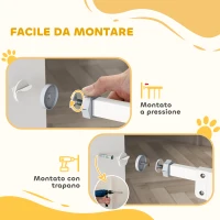 PawHut Cancelletto per Cani con Porta Piccola, Montaggio a Pressione e Chiusura Automatica, 74-80x91.4cm, Bianco(m-8)