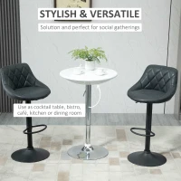 HOMCOM bartafel moderne eettafel bureau hoogte instellen metaal ABS-lak wit Ø 61 x 76-97 cm(m-5)