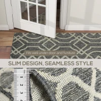 HOMCOM UV Resistant Indoor & Outdoor Area Rug, Easy-Cleaning Machine Washable Rug with Geometric Pattern for Patio, Garden, Kitchen, Bathroom or Living Room, 170 x 120 cm, Grey(m-7)