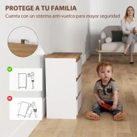 HOMCOM Pack de 2 Mesitas de Noche Estrechas de 3 Cajones Cajoneras para Salón Pasillo 40x30x59,5 cm Blanco(m-6)