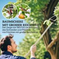 Outsunny 1,2 m Baumschere, Astscheren zum Schneiden, Gartenschneider mit Aluminiumgriff, Langstielige Gartenschere, Rot(m-4)