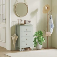 HOMCOM Bedroom Chest of Drawers, Modern 4 Drawer Dresser Cabinet with PU Leather Handles and Metal Runners for Living Room, Hallway, Entryway, Green(m-9)