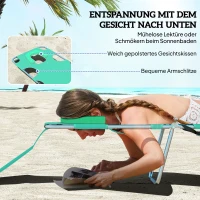 Outsunny Gartenliege, Liegestuhl mit gepolsterter Gesichtsöffnung, Massage-Liege für draußen, Seitentasche, Stoff, Metall, Grün(m-5)