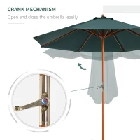 Drewniany parasol przeciwsłoneczny 2,7 m zielony Outsunny(m-5)