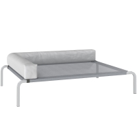 PawHut Pat Ridicat cu Pernă Detasabilă, Plasa Ventilată, Talie Medie, Gri Deschis