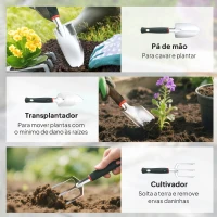 Outsunny Conjunto de Ferramentas para Jardim de 9 Peças Ferramentas de Jardinagem com Tesouras de Podar com Bloqueio e Bolsa Verde e Preto(m-6)