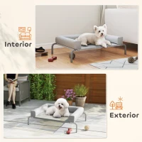 PawHut Cama Elevada para Perros Refrescante con Refuerzos Extraíbles Malla Transpirable y Marco de Acero 90x65x30 cm Gris(m-7)