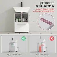 HOMCOM Badezimmerschrank, Waschbecken-Kommode mit Schublade, kompakt, Spanplatte, Weiß(m-4)