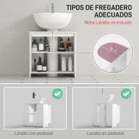 HOMCOM Mueble para Debajo del Lavabo Moderno con Estante Mueble Lavabo con Pie Anti-vuelco Carga 40 kg 60x30x60 cm Blanco(m-4)