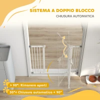 PawHut Cancellino per Cani Regolabile fino a 100 cm Senza Viti con 2 Estensioni e Altezza 72 cm, Bianco(m-5)