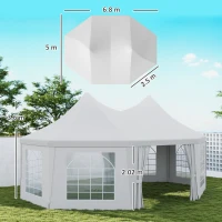 Outsunny 6.8 x 5m Octagonal Marquee Gazebo - White(m-3)