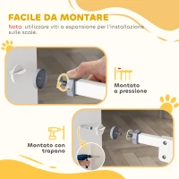 PawHut Cancellino per Cani Regolabile fino a 100 cm Senza Viti con 2 Estensioni e Altezza 72 cm, Bianco(m-7)